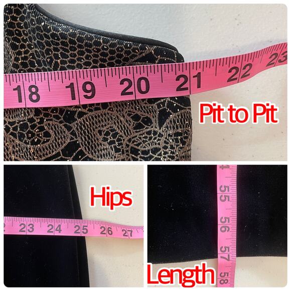 Patra Vtg Black Gold Glitter Evening 2 Pc Dress & Jacket Formal Maxi Dress 20 - Picture 15 of 17